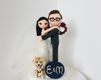 Lovely couple custom wedding cake topper , bride and groom cake topper , Mr and Mrs cake topper