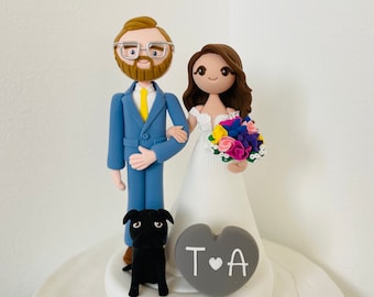 Cute couple , bride and groom Custom wedding cake topper , Mr and Mrs cake topper,cake toppers for wedding