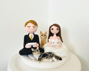 Gamer Couple Custom Wedding Cake Topper: Bride, Groom, Cat or Dog