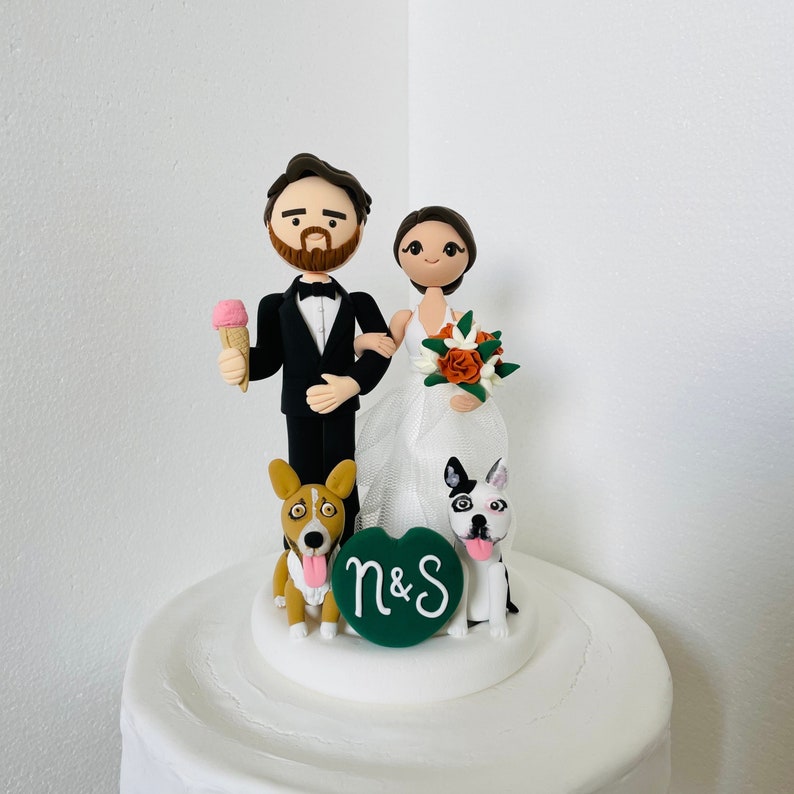 Cute Couple Custom Wedding Cake Topper Bride and Groom Cake - Etsy