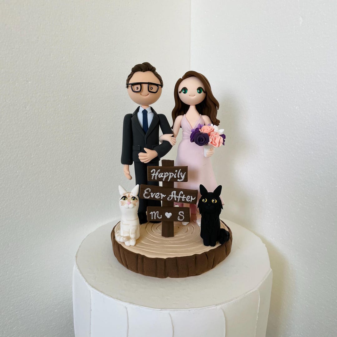 Custom Clay Couple Wedding Cake Topper: Rustic Bride & Groom - Etsy