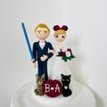 Movie theme, bride and groom, dogs,handmade Custom wedding cake topper , Mr and Mrs cake topper product logo