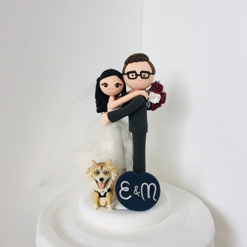 Lovely couple custom wedding cake topper , bride and groom cake topper , Mr and Mrs cake topper image 1