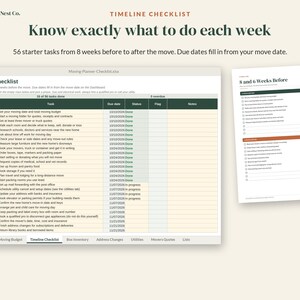 Moving Checklist and Moving Planner, Google Sheets Excel Spreadsheet, Printable Moving Binder, Box Inventory, New Home Checklist image 5