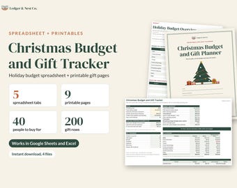 Christmas Budget Planner and Gift Tracker, Google Sheets Excel Spreadsheet, Printable Holiday Planner, Christmas Gift List, Instant Download