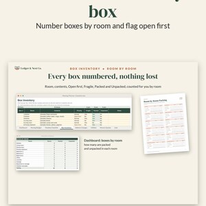 Moving Checklist and Moving Planner, Google Sheets Excel Spreadsheet, Printable Moving Binder, Box Inventory, New Home Checklist image 11