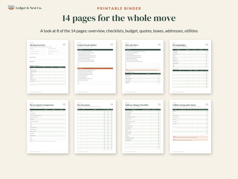 Moving Checklist and Moving Planner, Google Sheets Excel Spreadsheet, Printable Moving Binder, Box Inventory, New Home Checklist image 8