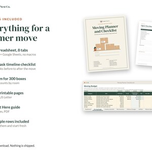 Moving Checklist and Moving Planner, Google Sheets Excel Spreadsheet, Printable Moving Binder, Box Inventory, New Home Checklist image 9