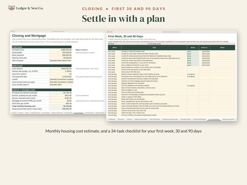 New Homeowner Binder, New Home Checklist, Google Sheets Excel Spreadsheet, Printable Home Binder, Home Inventory, First Home Gift image 5