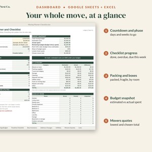 Moving Checklist and Moving Planner, Google Sheets Excel Spreadsheet, Printable Moving Binder, Box Inventory, New Home Checklist image 4