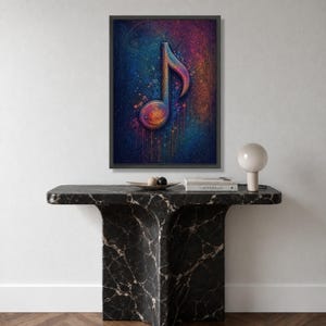 Vibrant Music Note Canvas Art, Abstract Musical Symbol Wall Decor ...