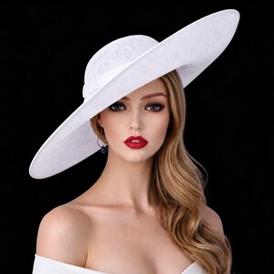 Large White Sinamay Saucer Hatinator: Kentucky Derby, Wedding, Ascot