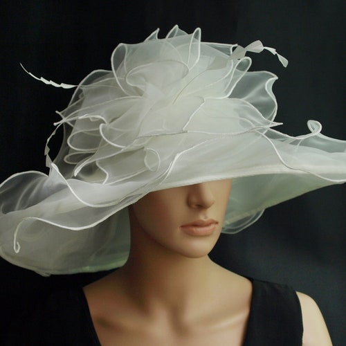 Large Brim Organza Hat Church Hat 