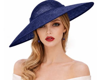 Navy blue Sinamay Hatinator Hat: Kentucky Derby, Ascot Races, Wedding