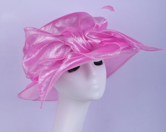 Baby pink hat Ladies organza Hat Kentucky Derby hat Ascot Church Easter Mother of the bride