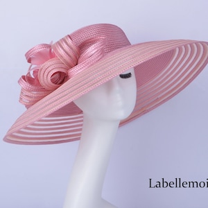 X Large Ladies Mauve Dusky pink Blush pink hat Kentucky Derby Ascot hat wedding fascinator fedora Easter church hat w/feathers flower