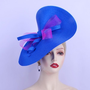 exclusive Royal blue/fuchsia fascinator large saucer hatinator Church Derby Ascot Wedding hat Tea Party Mother of the bride Easter