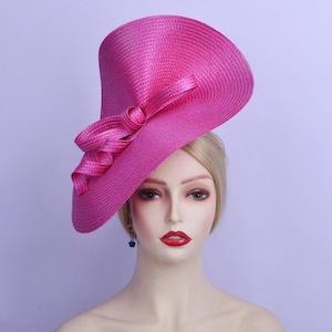 Esclusivo cappello fascinator rosa acceso Grande cappello a piattino Chiesa Kentucky Derby Ascot Gare Nozze Tea Party Madre della sposa Regali di Pasqua