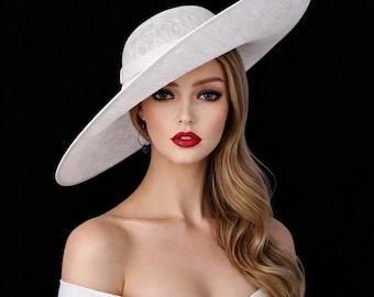 Large Ivory Sinamay Saucer Hatinator: Kentucky Derby, Wedding, Ascot