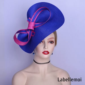 Exclusive Cobalt blue/fuchsia fascinator two tone Hot pink saucer hatinator Church Derby Ascot hat Wedding hat Tea Party Mother of the bride