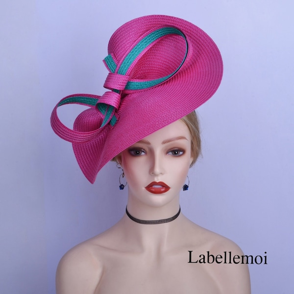 Fuchsia Saucer Hatinator, Green Accents – Handmade Derby Hat