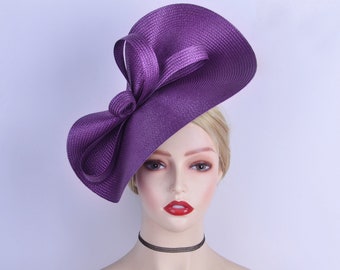 Neu Lila Fascinator Untertasse Hatinator Kirche Kentucky Derby Ascot Rennen Hochzeit Teeparty Hut Mutter der Braut Braut Maids Geschenke Ostern