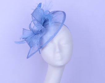 New Pale blue fascinator Teardrop Baby blue Sinamay hatinator Royal Wedding Kentucky Derby hat Church Ascot Braids maid Mother of the bride