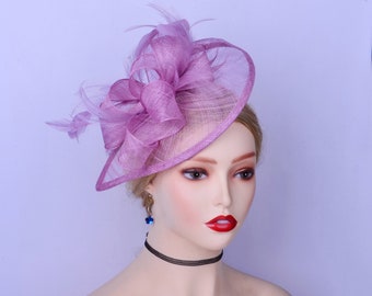 New Lilac Lavender Purple fascinator hat Teardrop Sinamay hatinator Royal Wedding Kentucky Derby Church Ascot Braid maid Mother of the bride