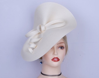 Exclusive Ivory fascinator large saucer hatinator Church hat Derby hat Ascot hat Wedding hat Tea Party Mother of the bride