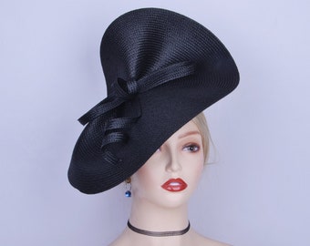 Exclusieve zwarte fascinator grote schotel hatinator Kerkhoed Derby hoed Ascot hoed Koninklijke Bruiloft hoed Tea Party hoed Moeder van de bruid