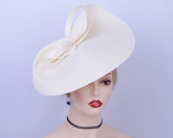 Exclusive Ivory fascinator large saucer hatinator Derby hat Church Ascot Royal Wedding hat Tea Party hat Mother of the bride Easter