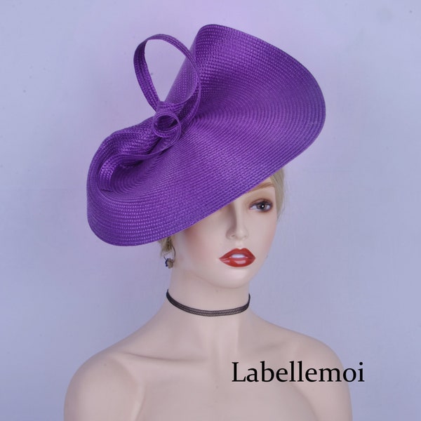 Exclusive Purple fascinator large saucer hatinator Church Kentucky Derby Ascot Wedding Tea Party hat Mother of the bride Easter Gifts