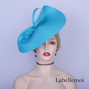 Exclusive Turquoise Blue fascinator large saucer hatinator Church Derby Ascot Royal Wedding Tea Party hat Mother of the bride Easter Gifts