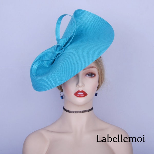 Exclusive Turquoise Blue fascinator large saucer hatinator Church Derby Ascot Royal Wedding Tea Party hat Mother of the bride Easter Gifts