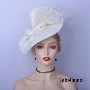 Exclusive Ivory fascinator with feathers big hatinator Church hat Derby Ascot hat Wedding hat Tea Party Mother of the bride
