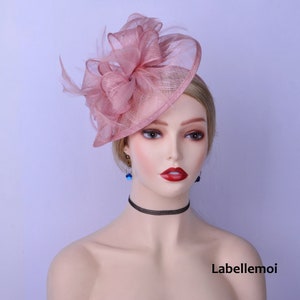 Blush pink fascinator Teardrop Sinamay hatinator Royal Wedding Kentucky Derby hat Church Ascot Braids maid Mother of the bride