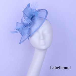 New Pale blue fascinator Teardrop Baby blue Sinamay hatinator Royal Wedding Kentucky Derby hat Church Ascot Braids maid Mother of the bride image 1