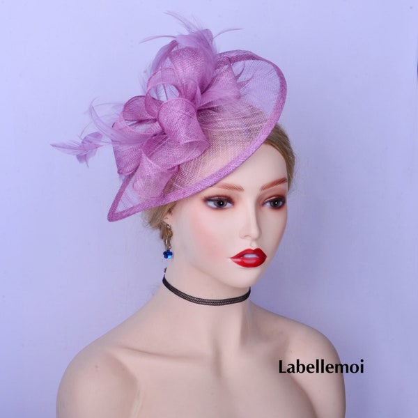 New Lilac Lavender Purple fascinator hat Teardrop Sinamay hatinator Royal Wedding Kentucky Derby Church Ascot Braid maid Mother of the bride