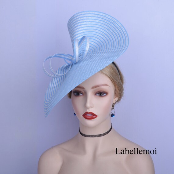 White/taupe Brown Fascinator Stripe 