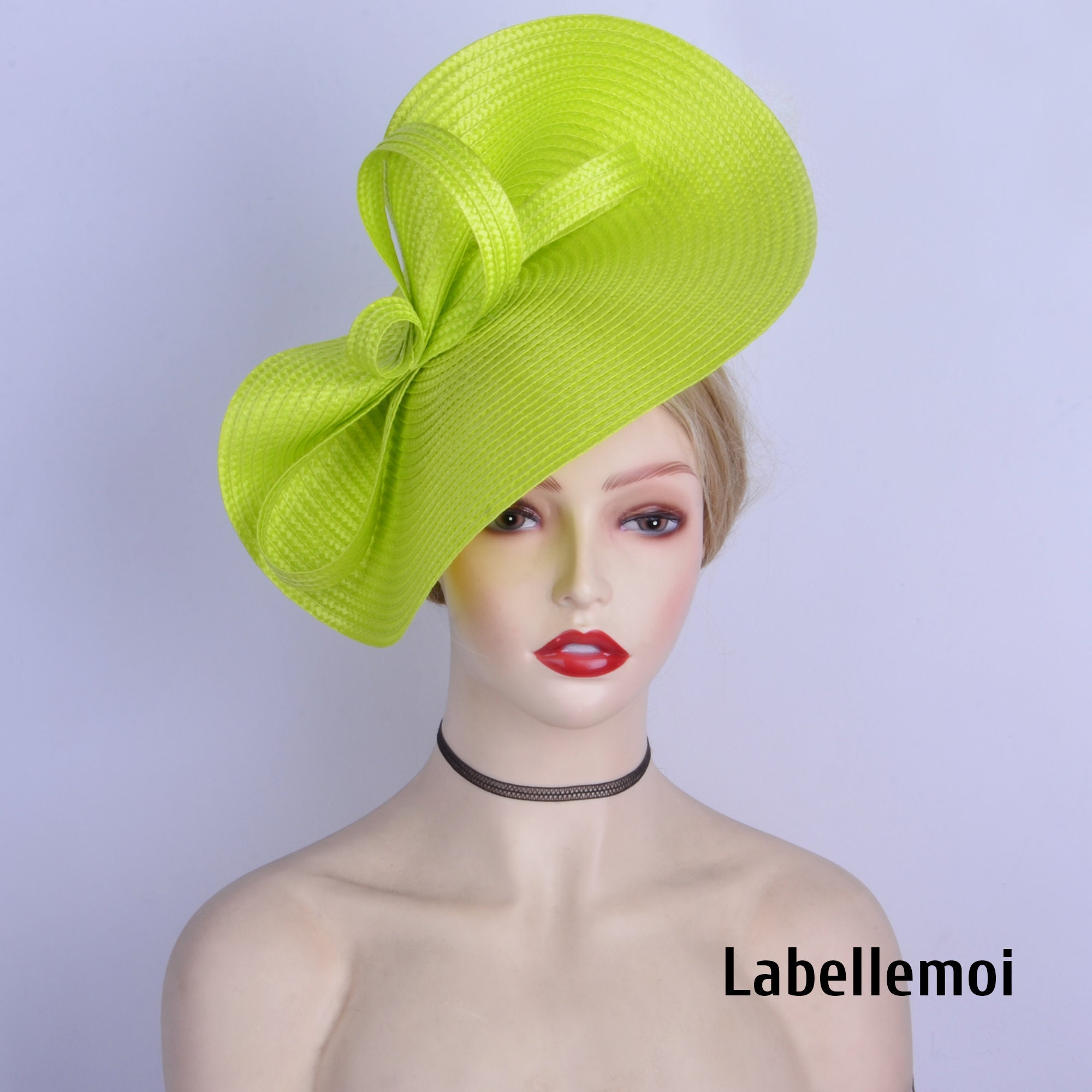 Lime Green Straw Fascinator Hatinator - Kentucky Derby 