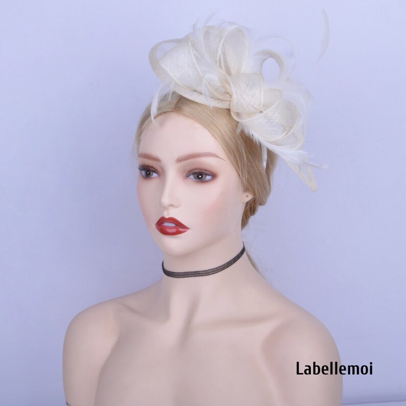 NEW Ivory Fascinator Cream Headband Hatinator Teardrop Sinamay Etsy