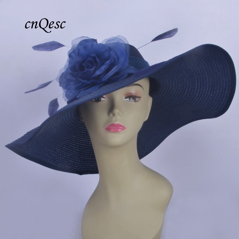 large blue wedding hat