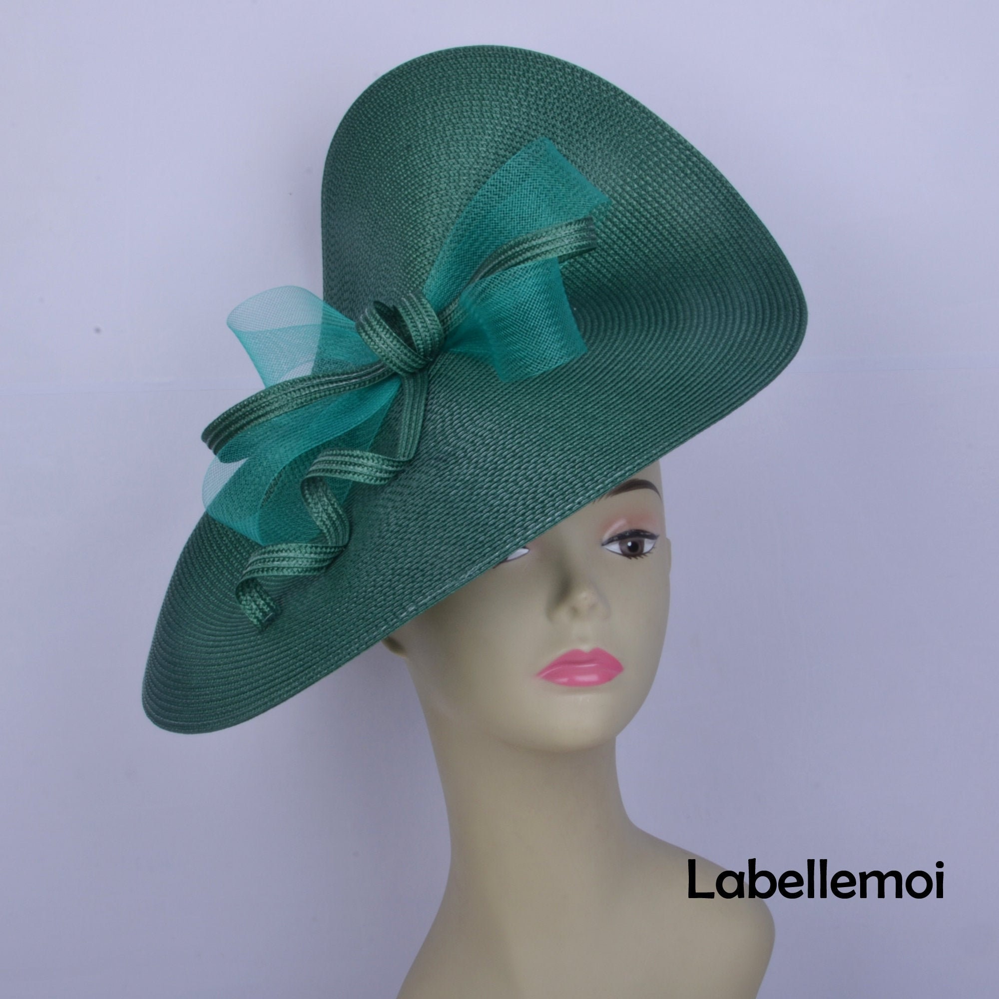 NEW Large emerald green fascinator saucer hatinator Church hat Etsy