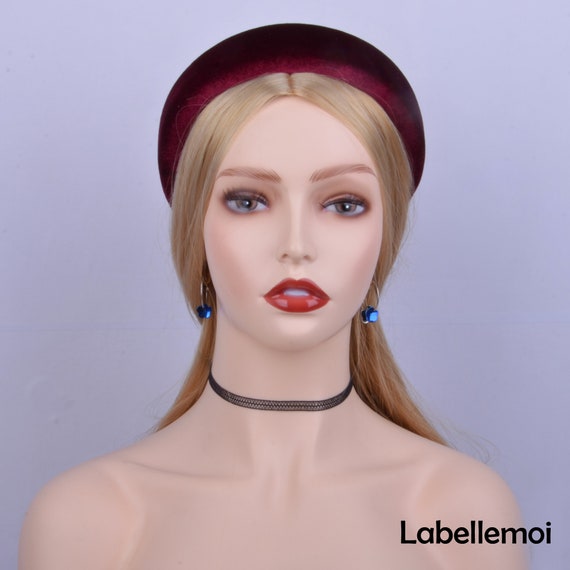 Padded Velvet Headband: Retro Wine Hairband, Derby Ascot Style