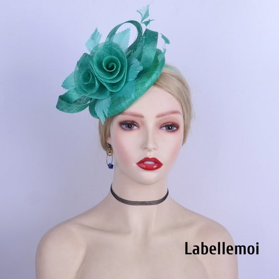 NEW Green Fascinator Pillbox Fascinator Sinamay Base Hat  display picture 3