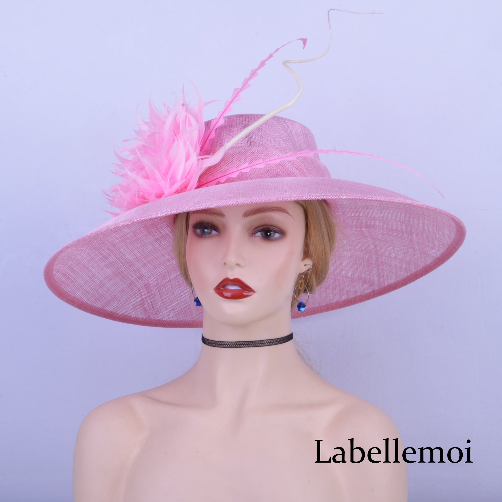 NEW Extra Large Light Pink Sinamay Hat 