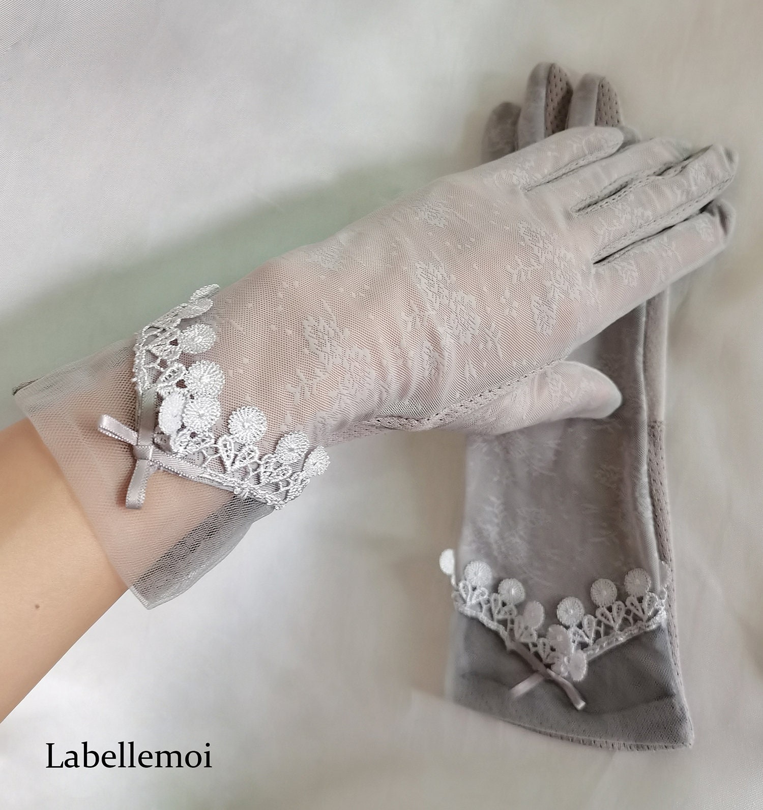 Fascinator and matching gloves Size S Women Fascinator Headband Gloves Set Church Kentucky Derby  main image 2