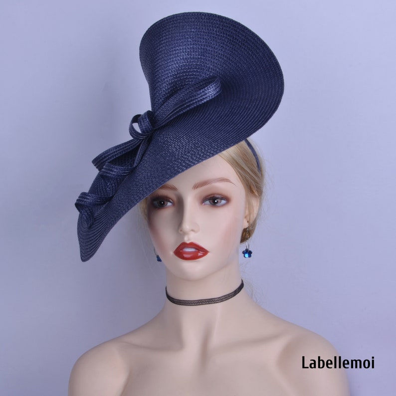 Exclusive Navy Midnight Blue Fascinator Large Saucer Hatinator Etsy