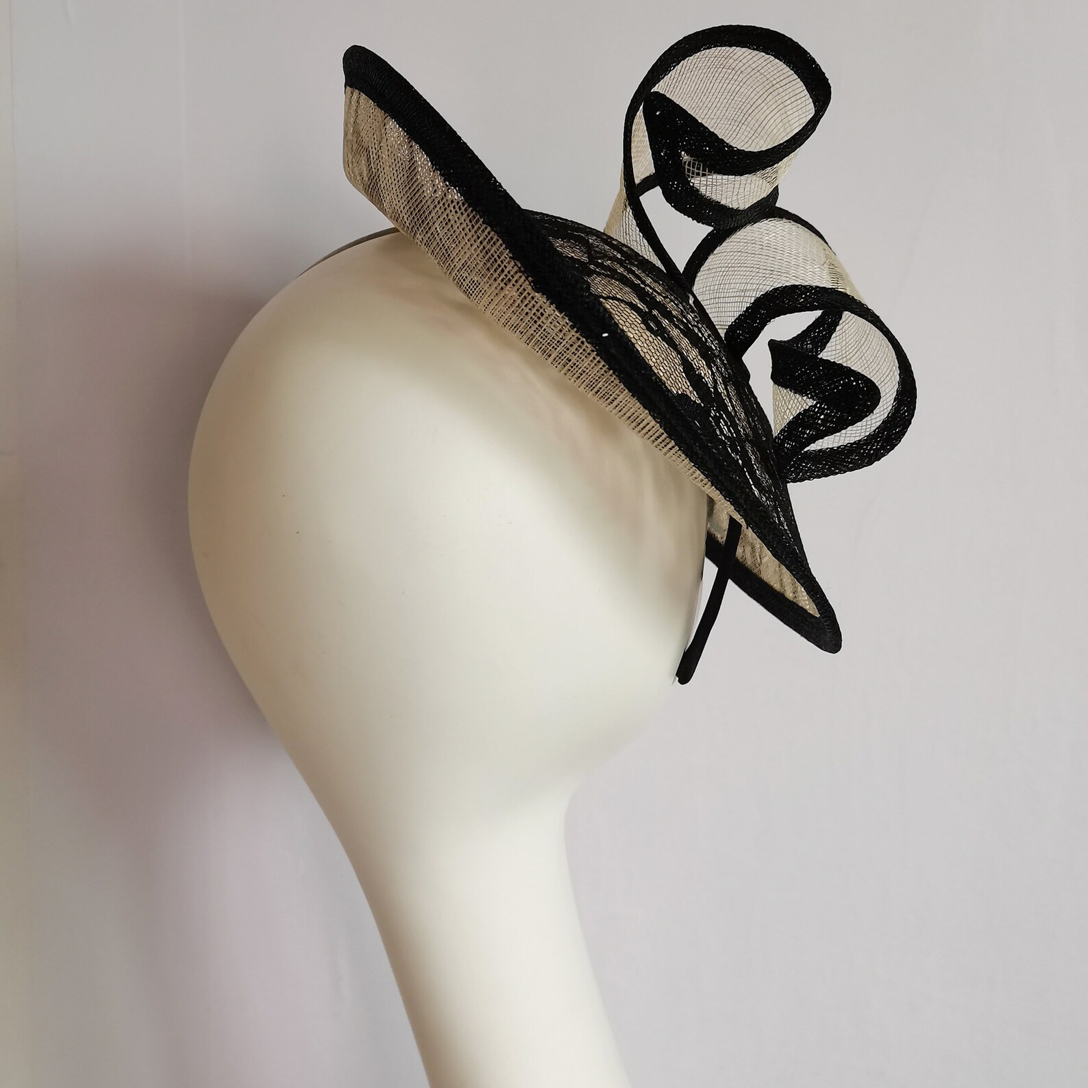 New Black/cream Lace Fascinator Sinamay Saucer Disc Hatinator Etsy