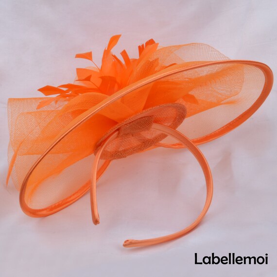Big Orange Fascinator Feather Hatinator 